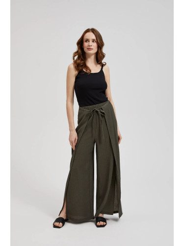 Women's wide trousers with elastic waistband MOODO - olive