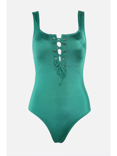 Trendyol Green Eyelet and Tie Detailed Swimsuit