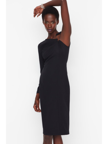 Trendyol Black Accessorized Woven Evening Dress