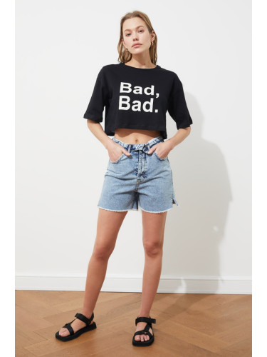 Trendyol Blue Waist Detailed Denim Shorts