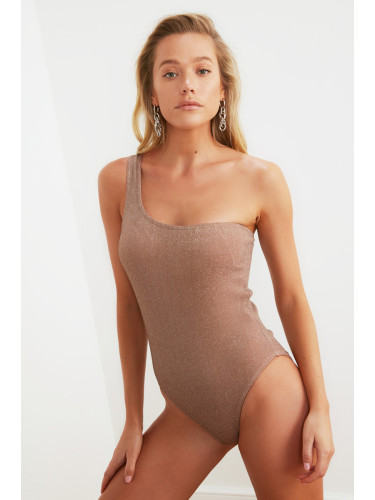 Trendyol Dark Brown One Shoulder Swimsuit