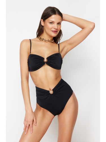 Trendyol Black Premium Accessorized High Waist Hipster Bikini Bottom