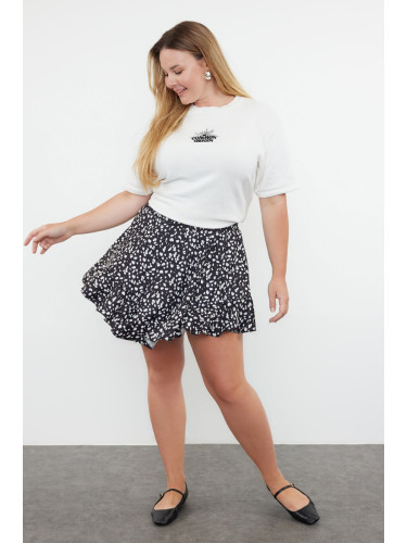 Trendyol Curve Black Asymmetrical Knitted Shorts Skirt