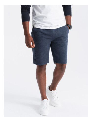 Ombre Men's ottoman knitted short sweat shorts - navy blue