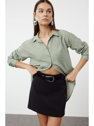 Trendyol Mint Oversize Wide Fit Woven Shirt