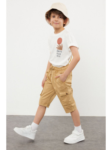 Trendyol Beige Boy's Pocket Elastic Waist Woven Shorts