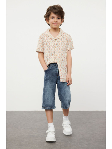 Trendyol Multicolored Boy Patterned Cotton Woven Shirt-Jean Trouser Set Bottom-Top Set