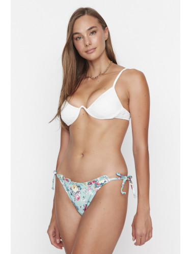 Trendyol Mint Floral Pattern Tie Bikini Bottoms
