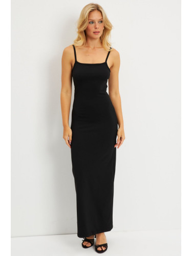 Cool & Sexy Women's Black Back Low-cut Midi Dress