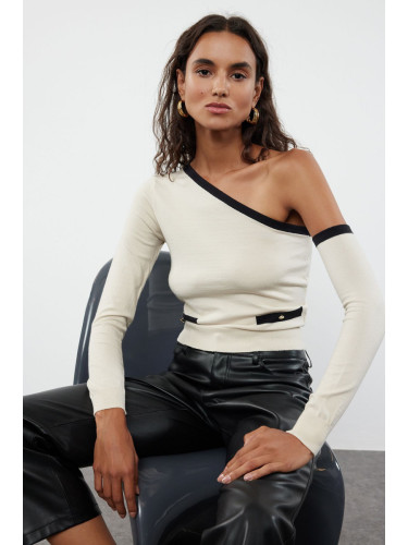 Trendyol Stone Crop One Shoulder Sleeve Detachable Premium Yarn/Special Yarn Knitwear Sweater