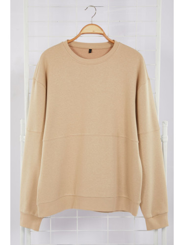 Trendyol Stone Oversize/Wide Cut Piping Sweatshirt