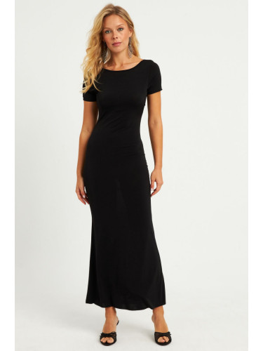 Cool & Sexy Women's Black Open Back Maxi Dress