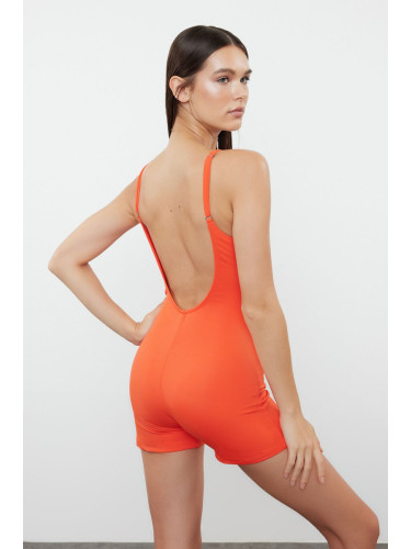 Trendyol Red V-neck Swimsuit with Polyamide Shorts