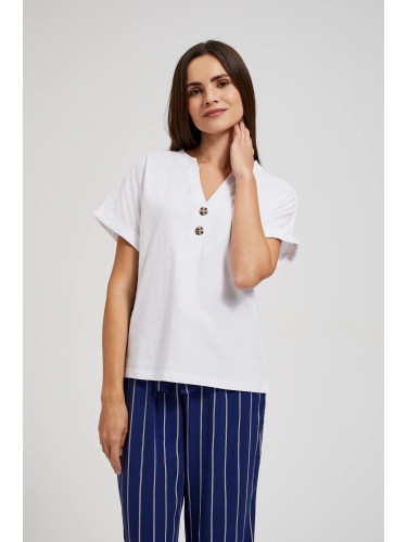 Women's T-shirt with buttons MOODO - white