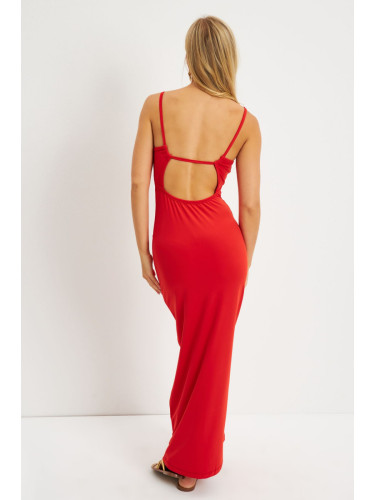 Cool & Sexy Women's Red Back Low-cut Midi Dress