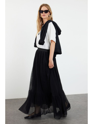 Trendyol Black Lined Woven Skirt