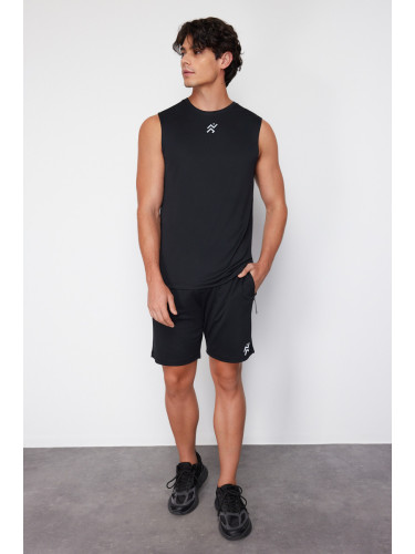 Trendyol Black Reflective Printed Regular Cut Quick-Drying Shorts