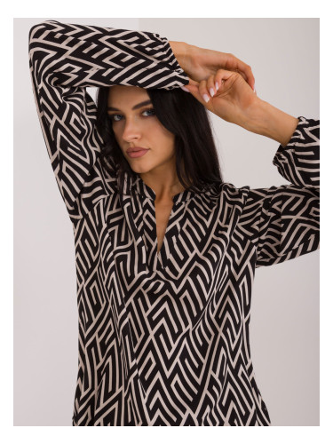 Black viscose blouse with SUBLEVEL patterns