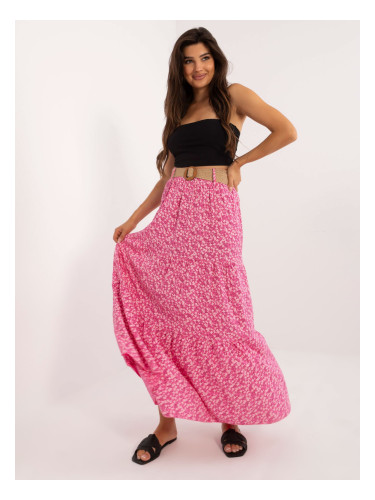 Pink maxi skirt with ruffles