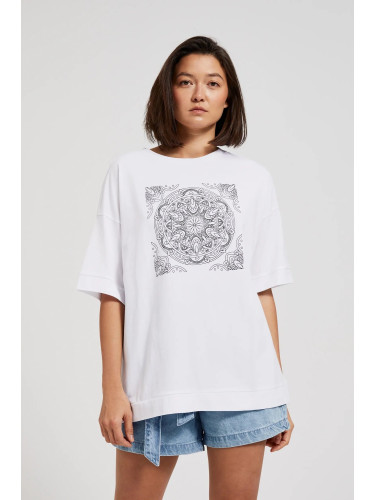 Women's T-shirt with MOODO print - white