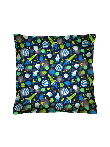 Bertoni Home Unisex's Square Pillow Rocket Navy Blue/Green