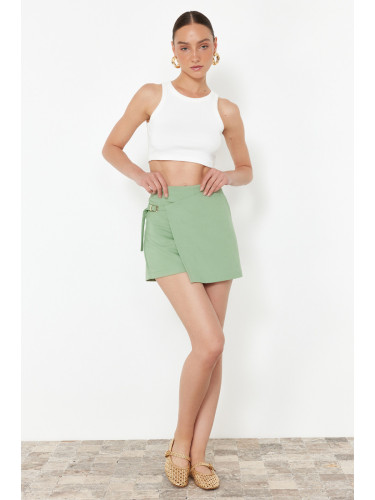 Trendyol Mint Double Breasted Closure Buckle Detailed Woven Shorts Skirt