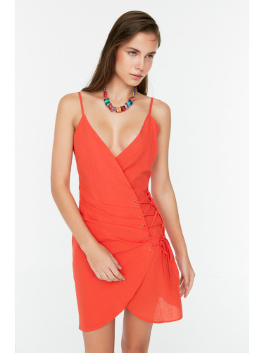 Trendyol Red Tie Detailed Beach Dress