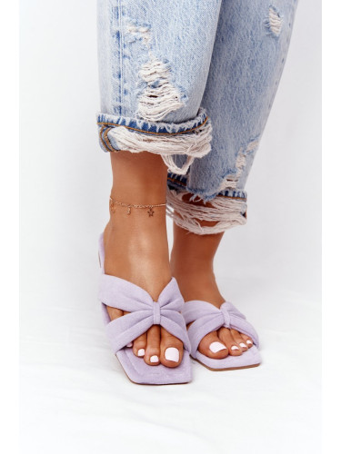 Дамски велурени чехли в лилаво