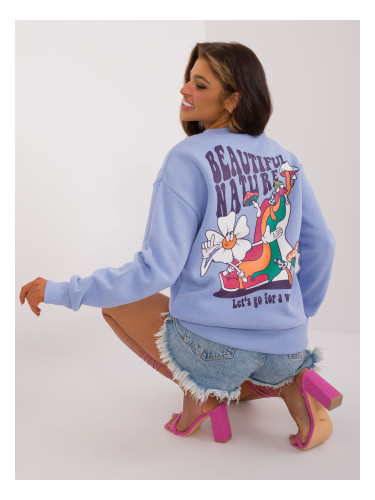 Light blue hoodie without hood with SUBLEVEL print