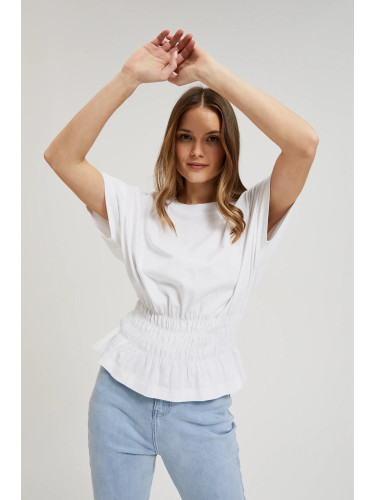 Women's blouse with elastic waistband MOODO - white