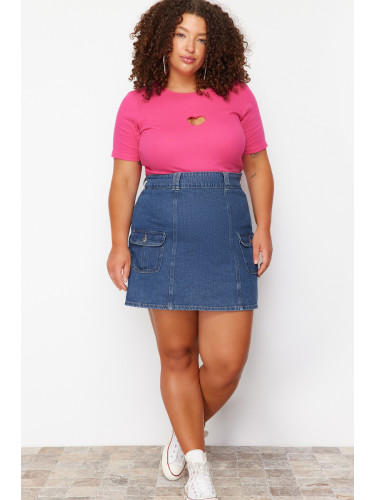 Trendyol Curve Light Blue Pocket Mini Denim Skirt