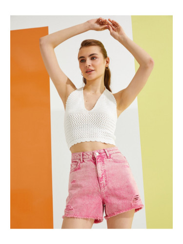 Розови дънкови шорти Koton