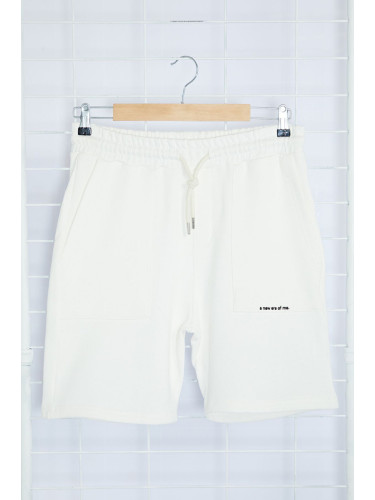 Trendyol Ecru Regular/Normal Cut Text Printed Shorts & Bermuda