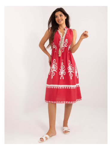 Red patterned sleeveless dress