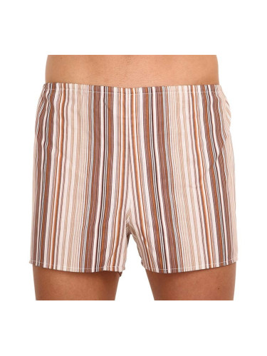 Classic men's boxer shorts Foltýn brown with extra oversized stripes