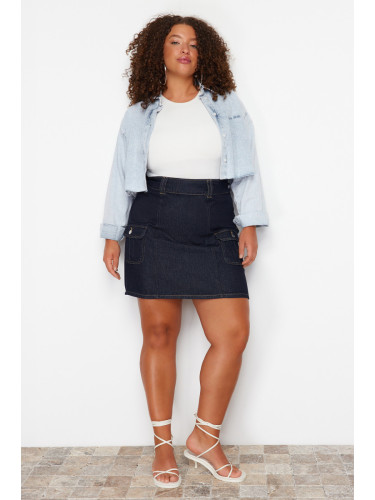 Trendyol Curve Dark Blue Pocket Mini Denim Skirt