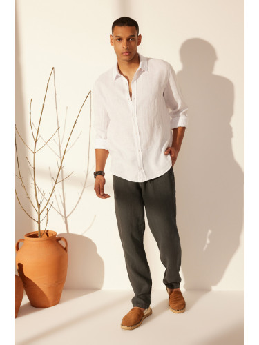 Trendyol White Limited Edition 100% Linen Regular Fit Shirt