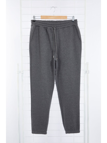 Trendyol Anthracite Melange Regular/Normal Cut Sweatpants with Elastic Lace-Ups and Fleece Inside