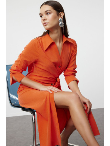 Trendyol Tile Tie Detailed Midi Woven Shirt Dress