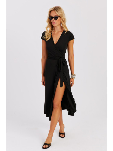 Cool & Sexy Women's Black Double Breasted Midi Dress