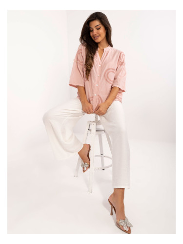 Light pink women's oversize cotton shirt