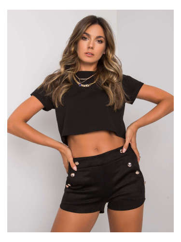 RUE PARIS Black shorts in imitation suede