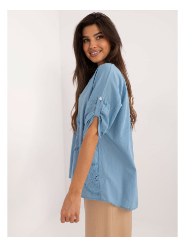 Blue oversize shirt with collar