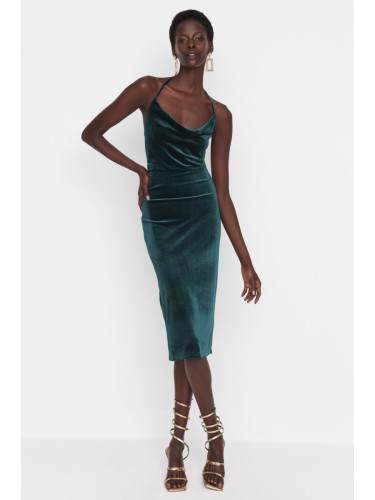 Trendyol Emerald Green Evening Dress With Straps