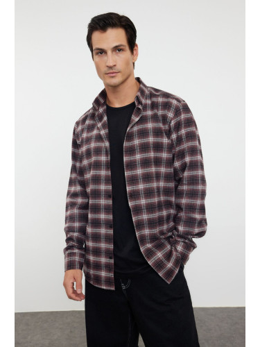 Trendyol Claret Red Regular Fit Winter Checkered Plaid Lumberjack Shirt