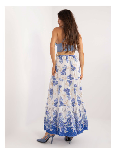 White and navy blue summer skirt with belt