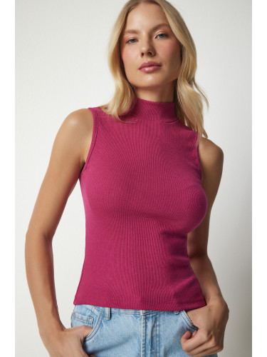 Happiness İstanbul Women's Light Plum Turtleneck Cotton Knitted Blouse