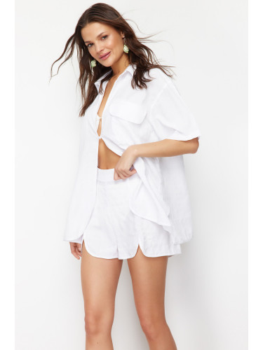 Trendyol White Woven Shirt Shorts Set