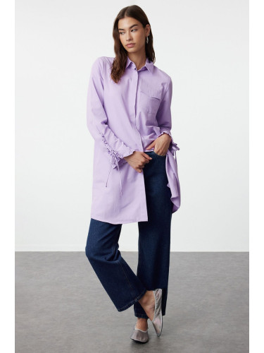 Trendyol Pink Sleeve Ruffle Detailed Regular Woven Shirt