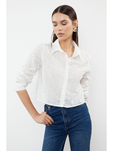 Trendyol Ecru Embroidery Detailed Woven Shirt